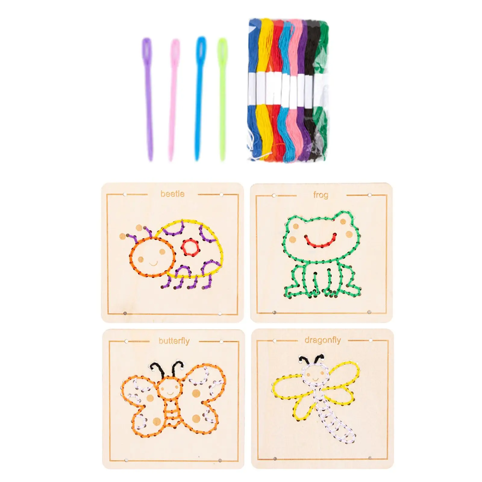 Kids Embroidery Puzzle Wooden Lacing Toy Development Toy Montessori Toy Threading Activity Puzzles Holiday Gift Boys Girls