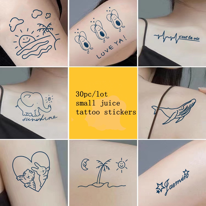 Best of 30pc / Set Cartoon English Juice Ink Temporary Tattoo Stickers Kids Female Bear Cute Waterproof Semi Permanent Tatuaze Tymczasowe Reviews & Tips