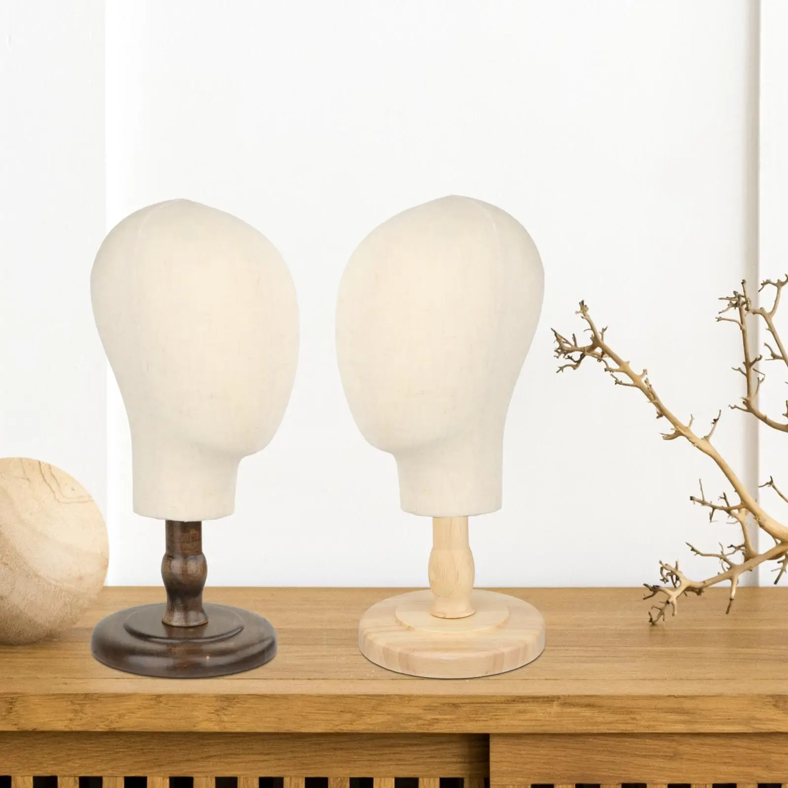 Manikin Display Head Wigs Hat Display Holder Stand Pinnable Head with Wood Base Bracket Wig Head Display Stand Mannequin Head