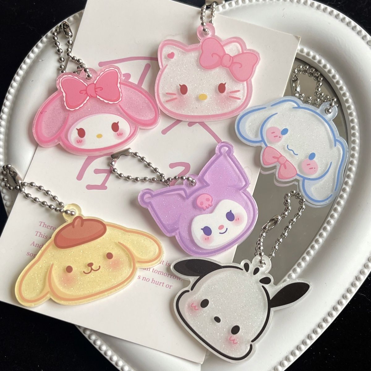 Подвеска Sanrio в виде милой девочки, сердечка Kuromi Mymelody, акриловый  мультяшный Аниме Кулон, сумка, аксессуары, подарок на день ребенка |  AliExpress