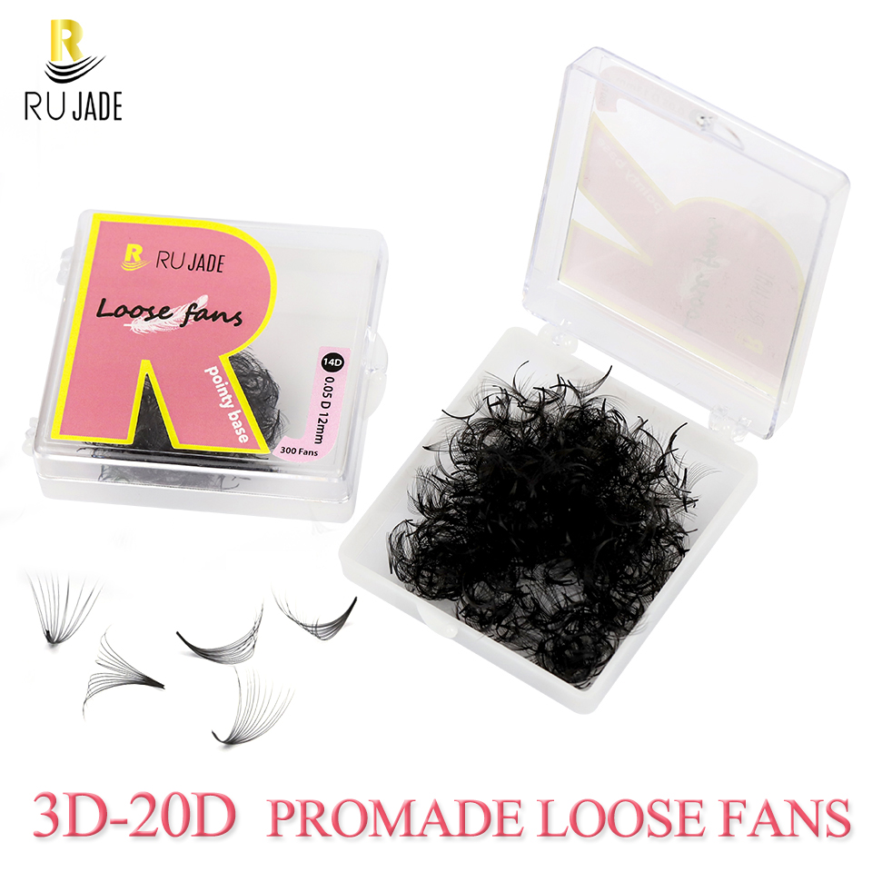 Best of Rujade Sharp Narrow Stem Loose Fans Pre Made Russian Volume Lashes Thin Promade Volume Fans Pointy Base Eyelash Extensions Cilio Reviews & Tips