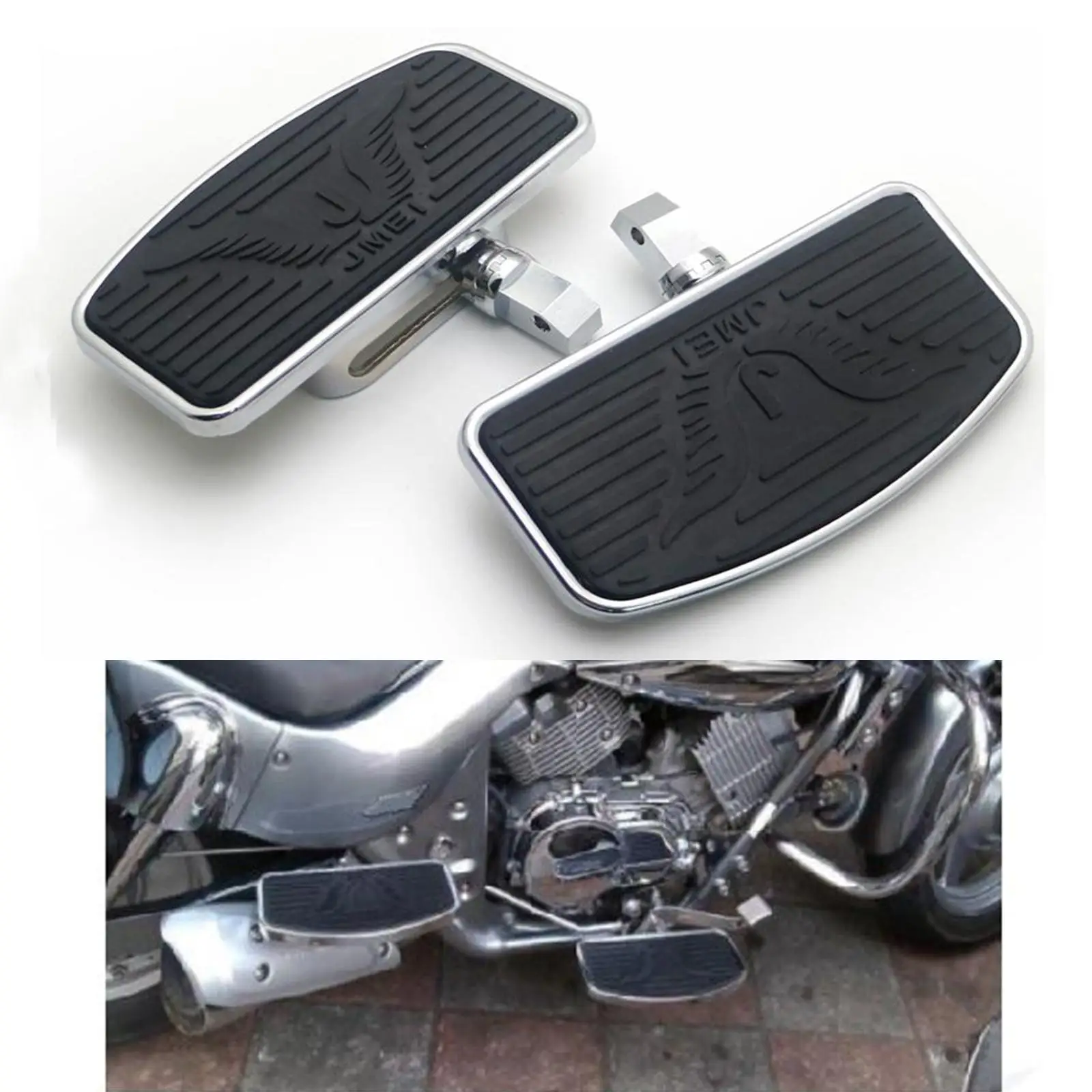 1 Pair Footboard Foot Pegs Floorboards Footrest for SUZUKI VL400 VL800 Black, Direct replacement,easy to install.