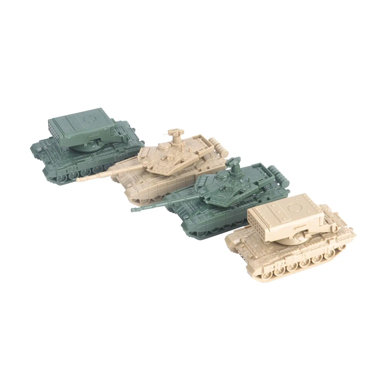 4 Pieces 1/144 Tank Model Education Toy Armored Vehicle Collectables Tabletop Decor for Toddlers Girls Kids Holiday Gifts