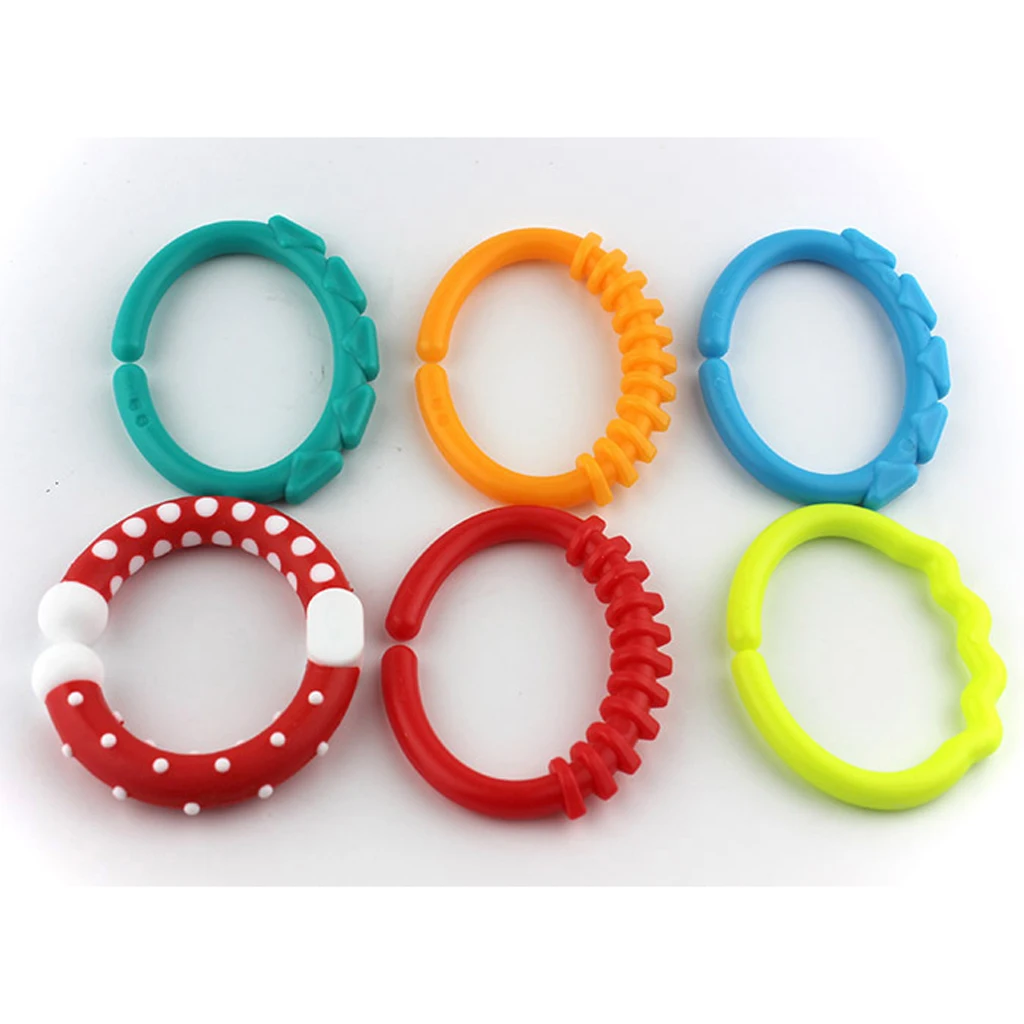 Baby Rattle Teether Rainbow Rings Crib Bed Stroller Decoration Hanging Toy
