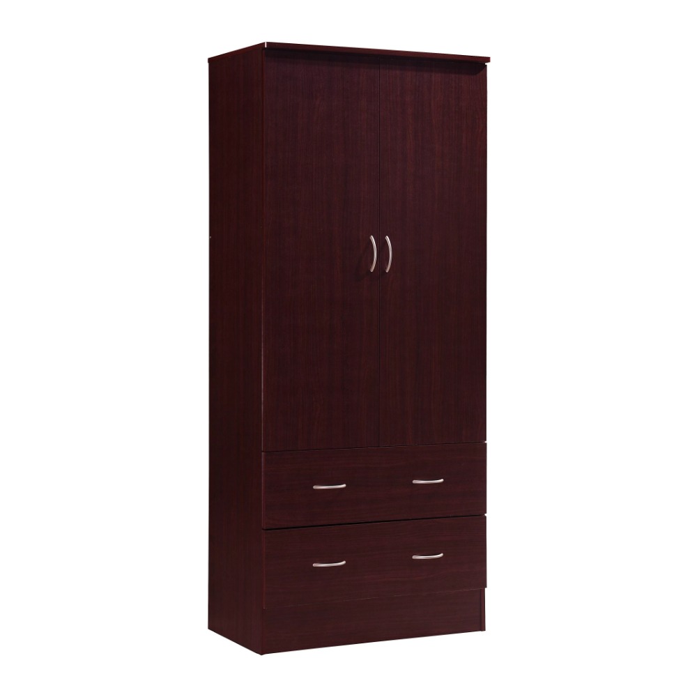 Title 3, Hodedah Two Door Wardrobe with Two Drawers and ...