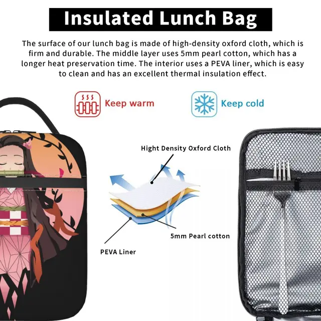 Kimetsu Neko Yaiba Nezuko Insulated Lunch Bag for Camping Travel