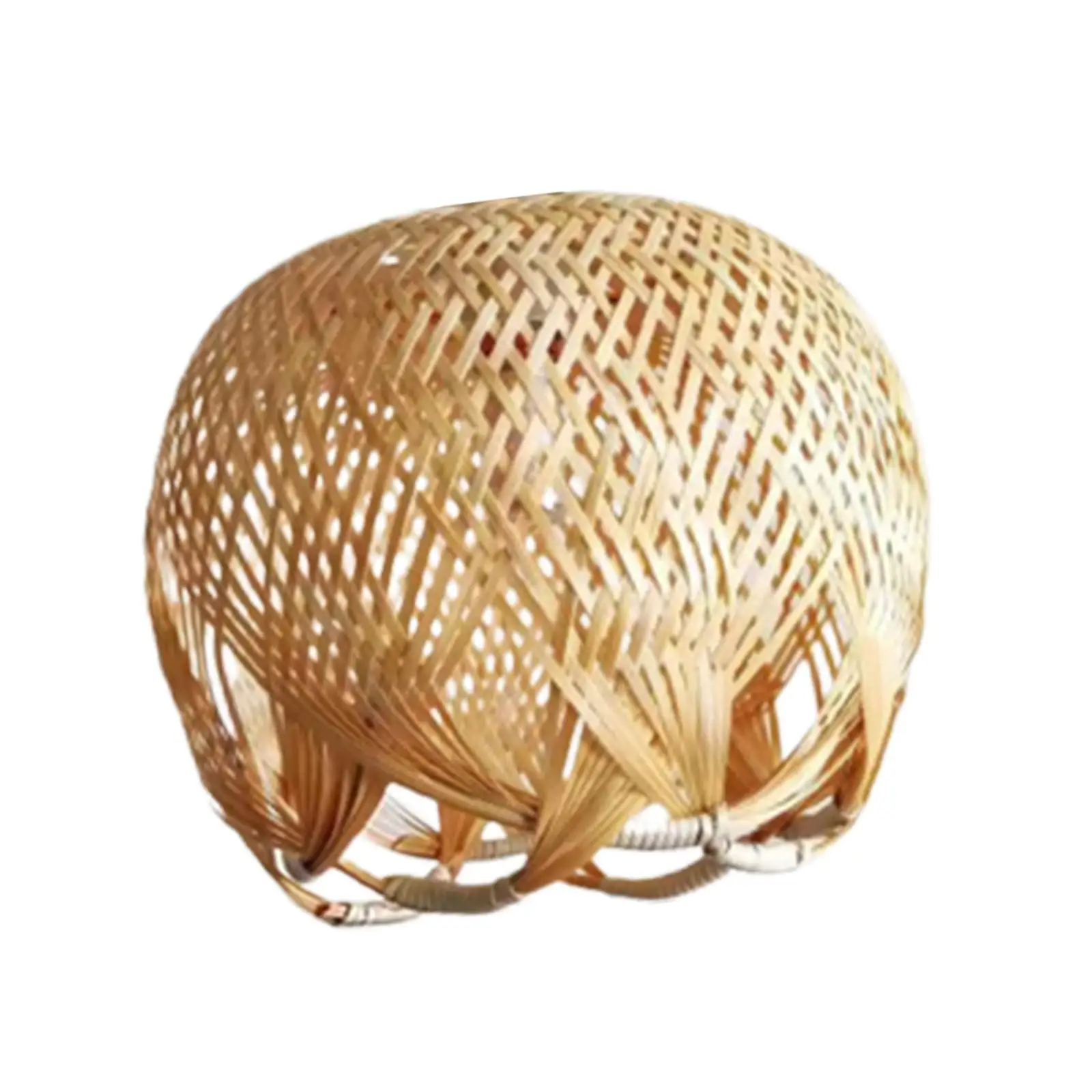 Rattan Hanging Lamp Shade Vintage Light Cover Pendant Lamp Shade Hand Woven for Cafe Living Room Hotel Kitchen Bar