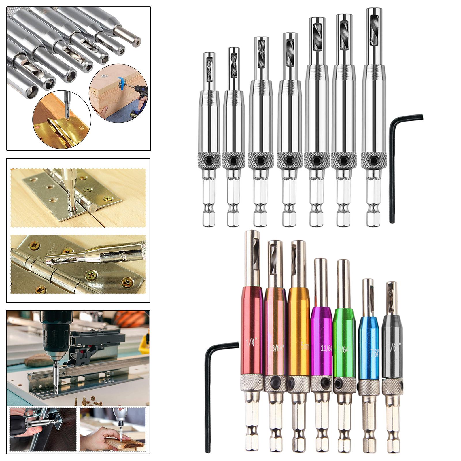 7x Hex Shank Self Center Hinge  Tool with Wrench 5/64
