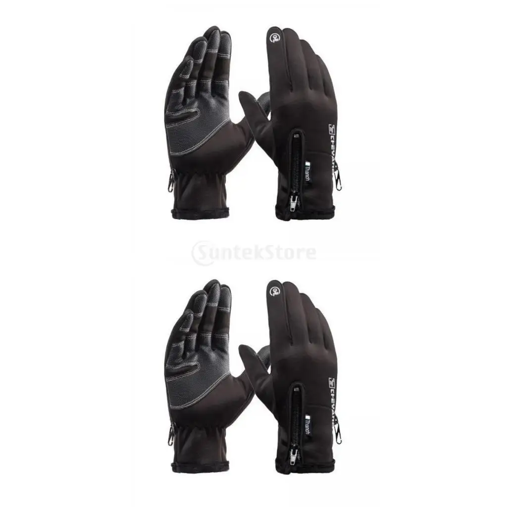 2 Pair Windproof Motorcycle Warm Gloves Cold Weather Cycling Working Hiking