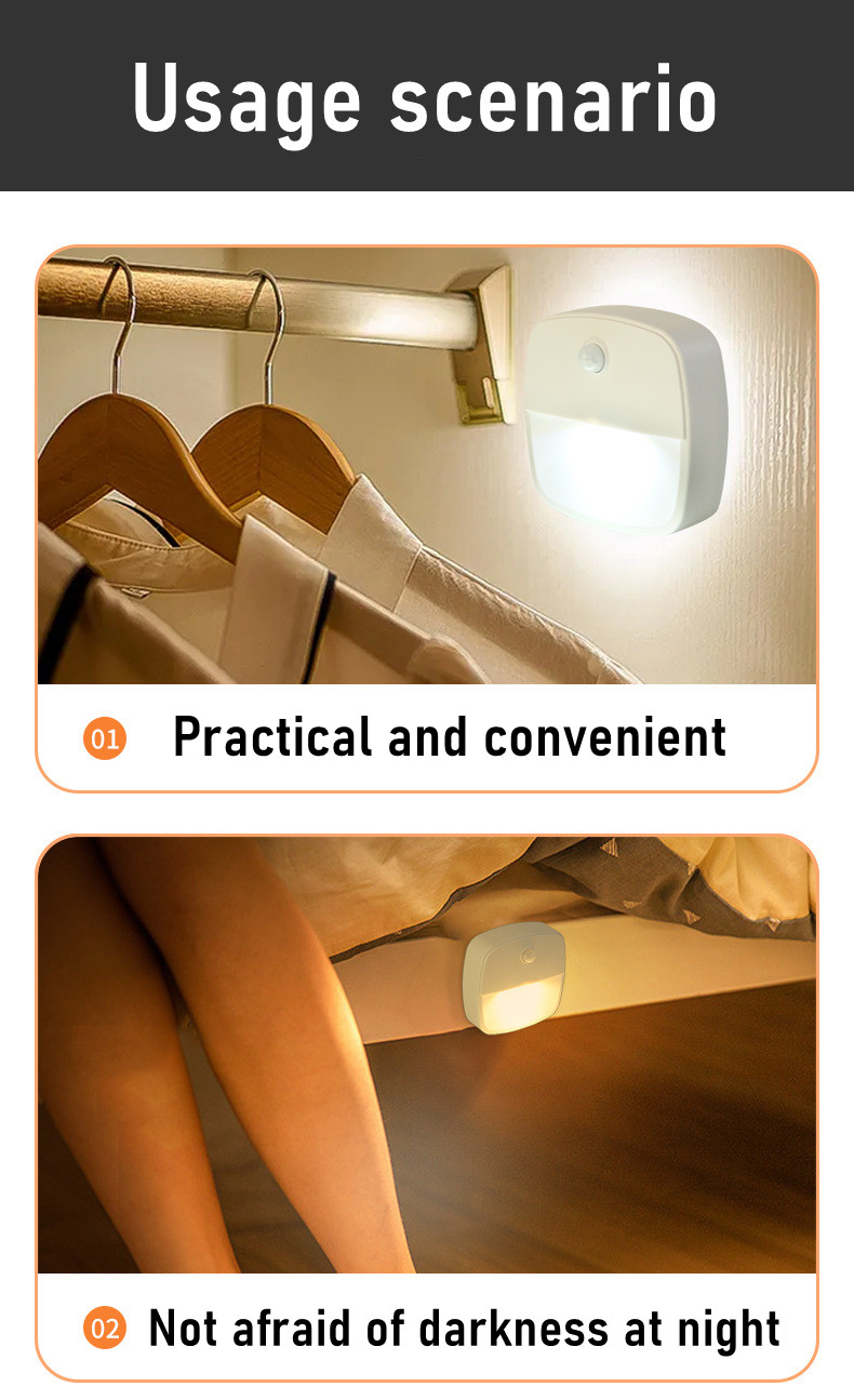 LED Night Light Cabinet Lights Smart Motion Sensor Light Wall Lamp for Home Aisle WC Hallway Stair Kitchen Bedroom Night Lamp