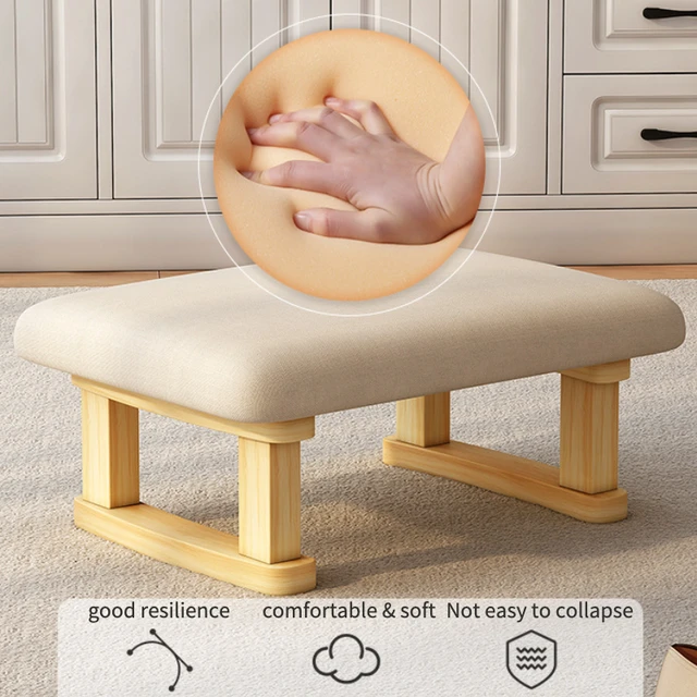 Small Foot Stool Ottoman with Stable Wood Legs, Footstool Padded Foot Rest  Step Stool for High Beds Seat Chair Couch Living Room - AliExpress