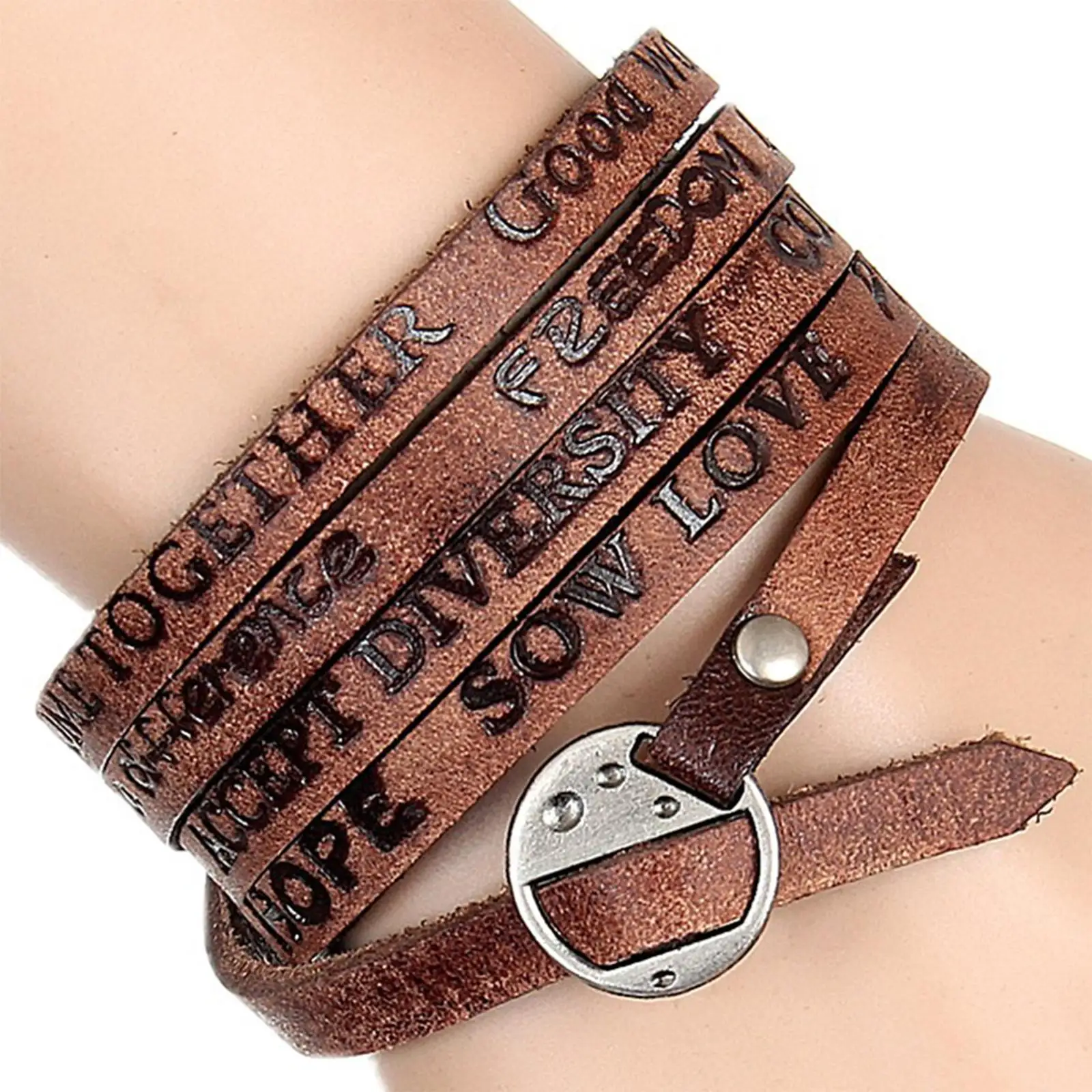 PU Leather Wide Bracelet Punk Cuff Bangles for Punk Clothing Father Boys