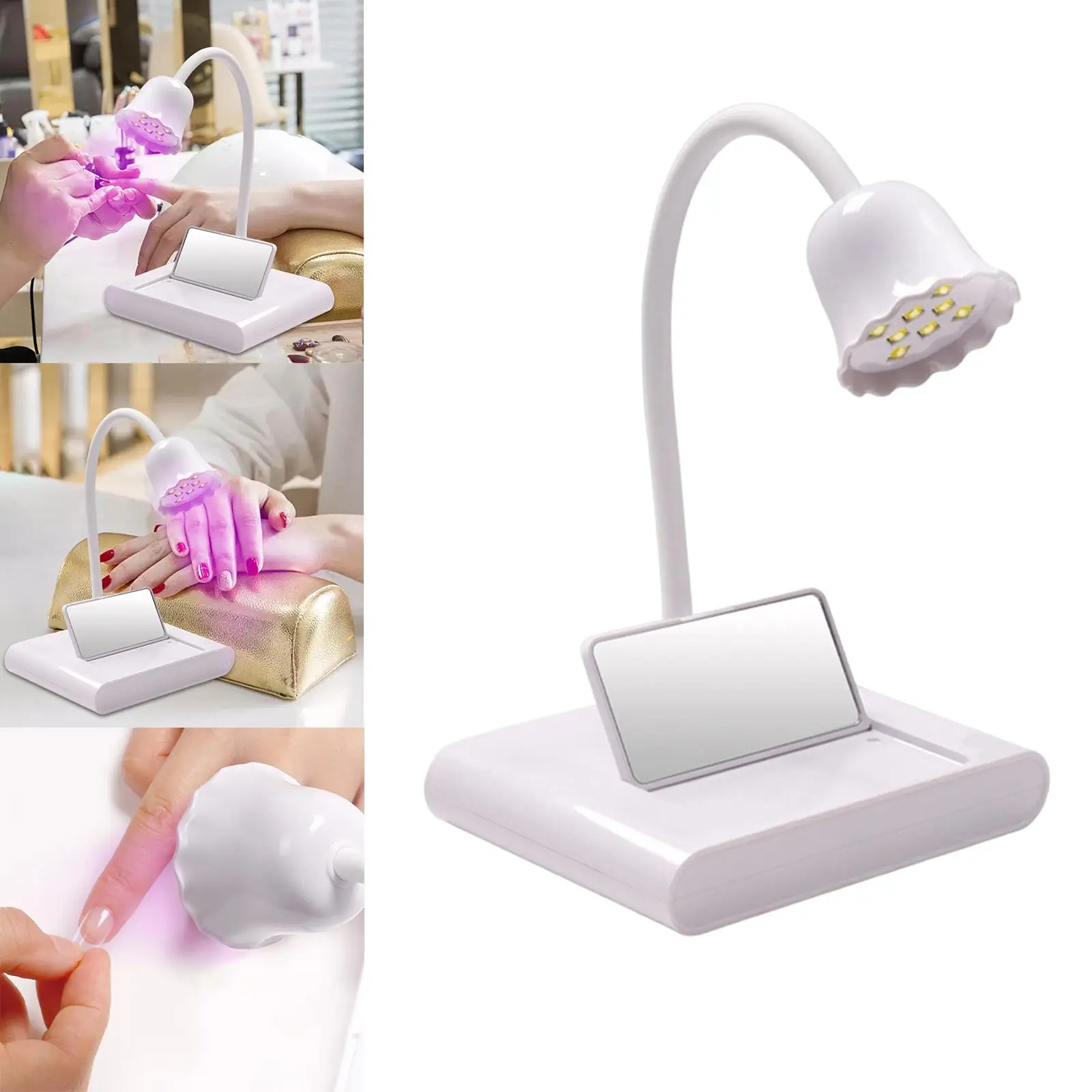 LED Nail Lamp with 8Pcs LED Flexible 360 Degree Rotatable for Fingernail