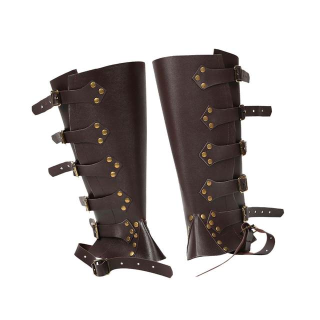 Vintage Style Medieval Boots Shoes Cover Guards Faux Leather Adjustable Protective Photo Props Pirate Boots Tops Covers