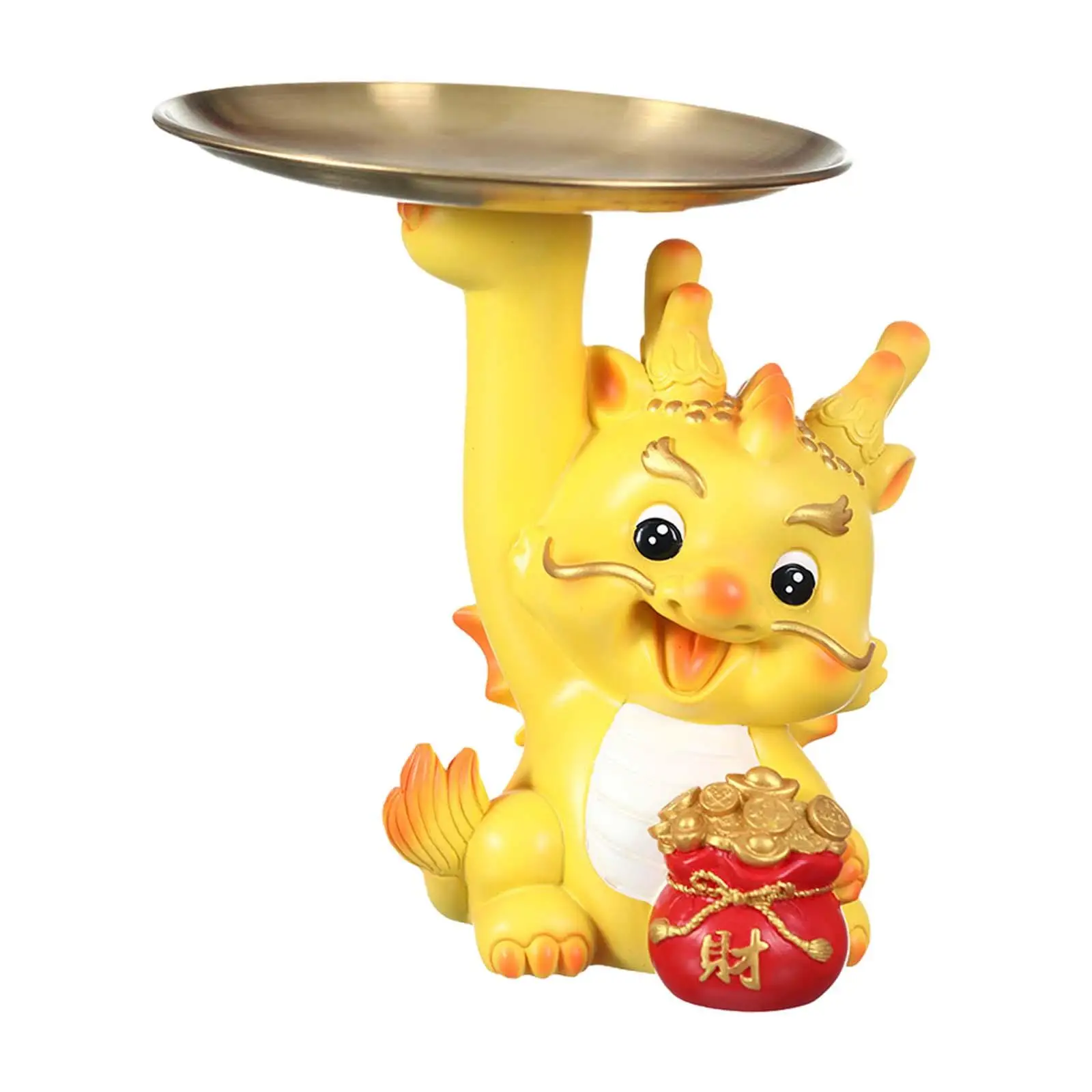 Chinese New Year Dragon Figurine Tray Ornament for Cabinet Bedroom Bookshelf