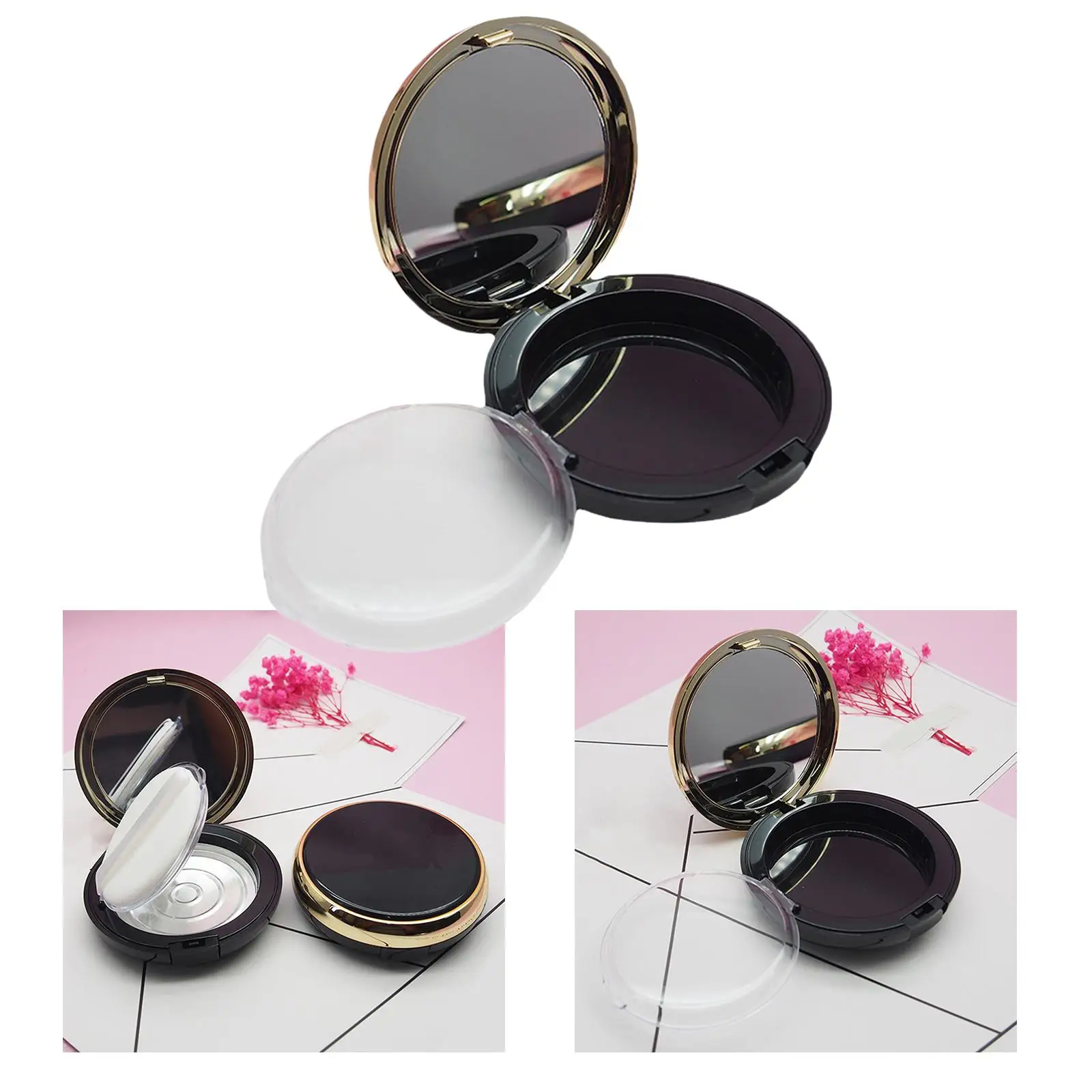 Empty Cosmetic Pressed Plastic Makeup Eyeshadow Highlights Storage Jar Lipbalm Compact Case