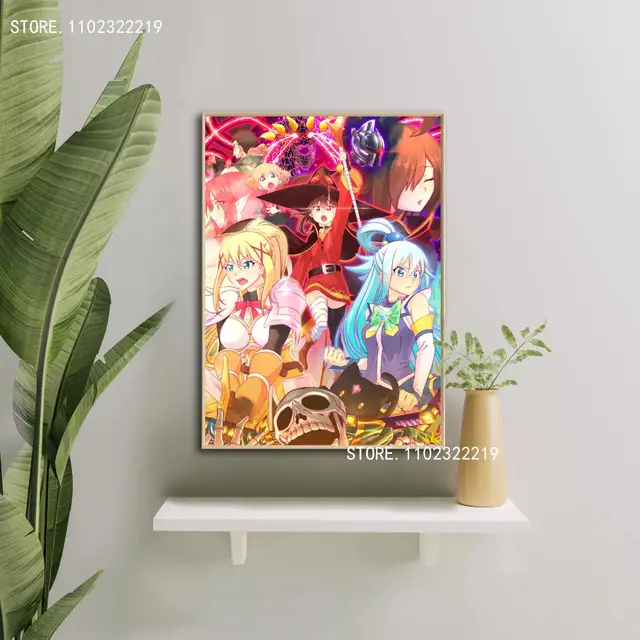 Konosuba anime poster arte da parede 24x36 cartazes de lona decoração  cartaz da arte presente personalizado moderno família quarto pintura -  AliExpress