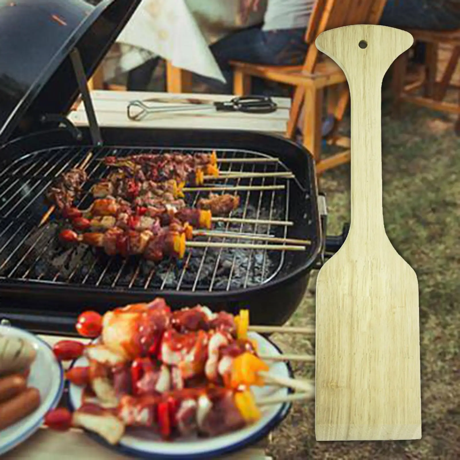 Wood Grill Scraper Cleans Top and Between Grates Barbecue Cleaning Tools with Long Handle for Barbecue Multi Types Grill Grates