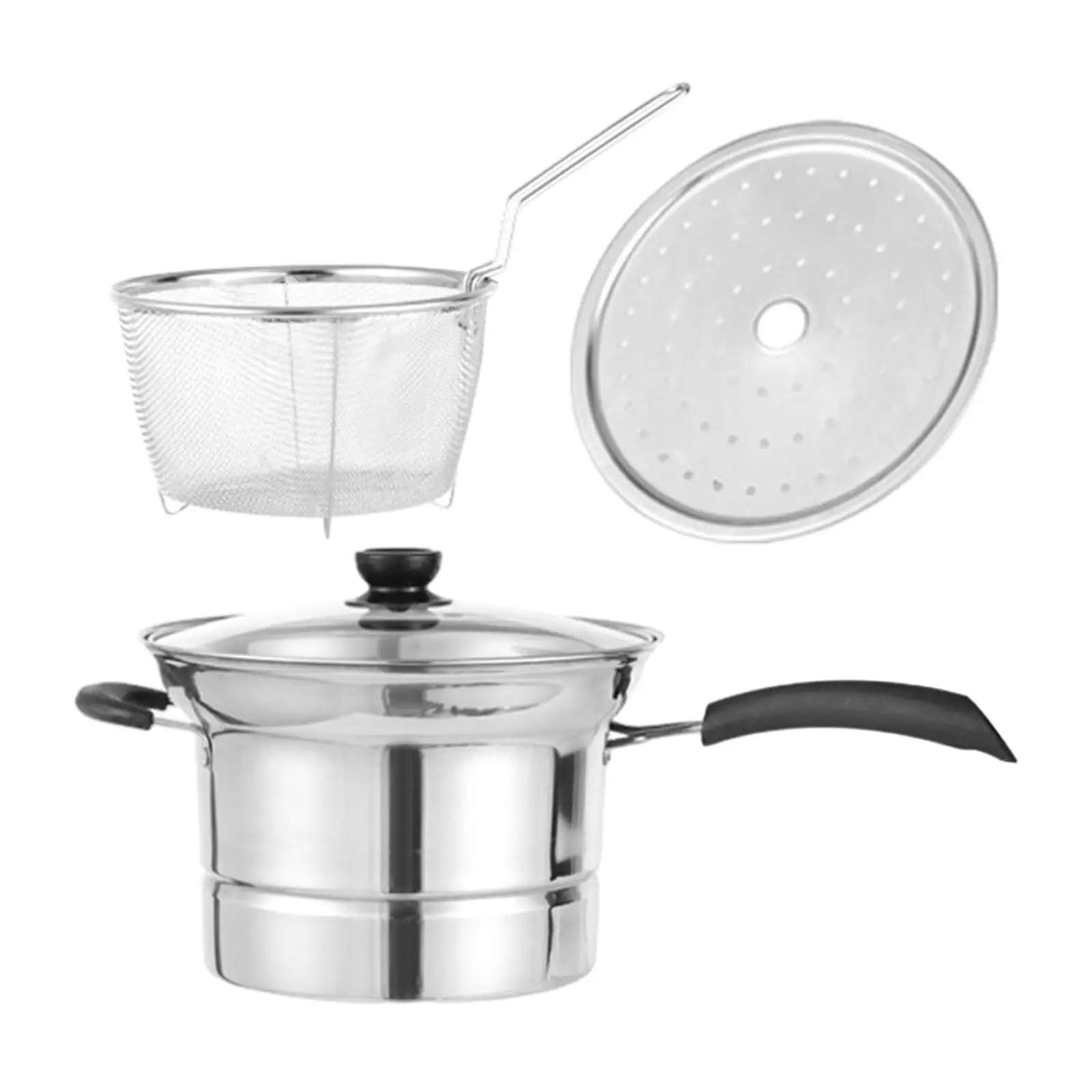 Deep Fryer Pot Soup Pot Steaming Boiling Pot Kitchenware Cooking Tool Cooking Pot for Camping Party Home Restaurant Dining Room