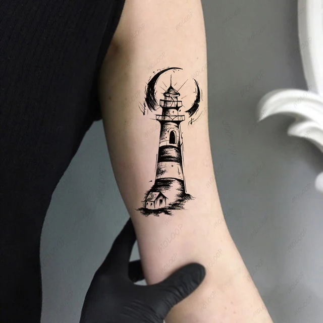 Lighthouse Bird House tattoo by Andrea Morales | Post 17684