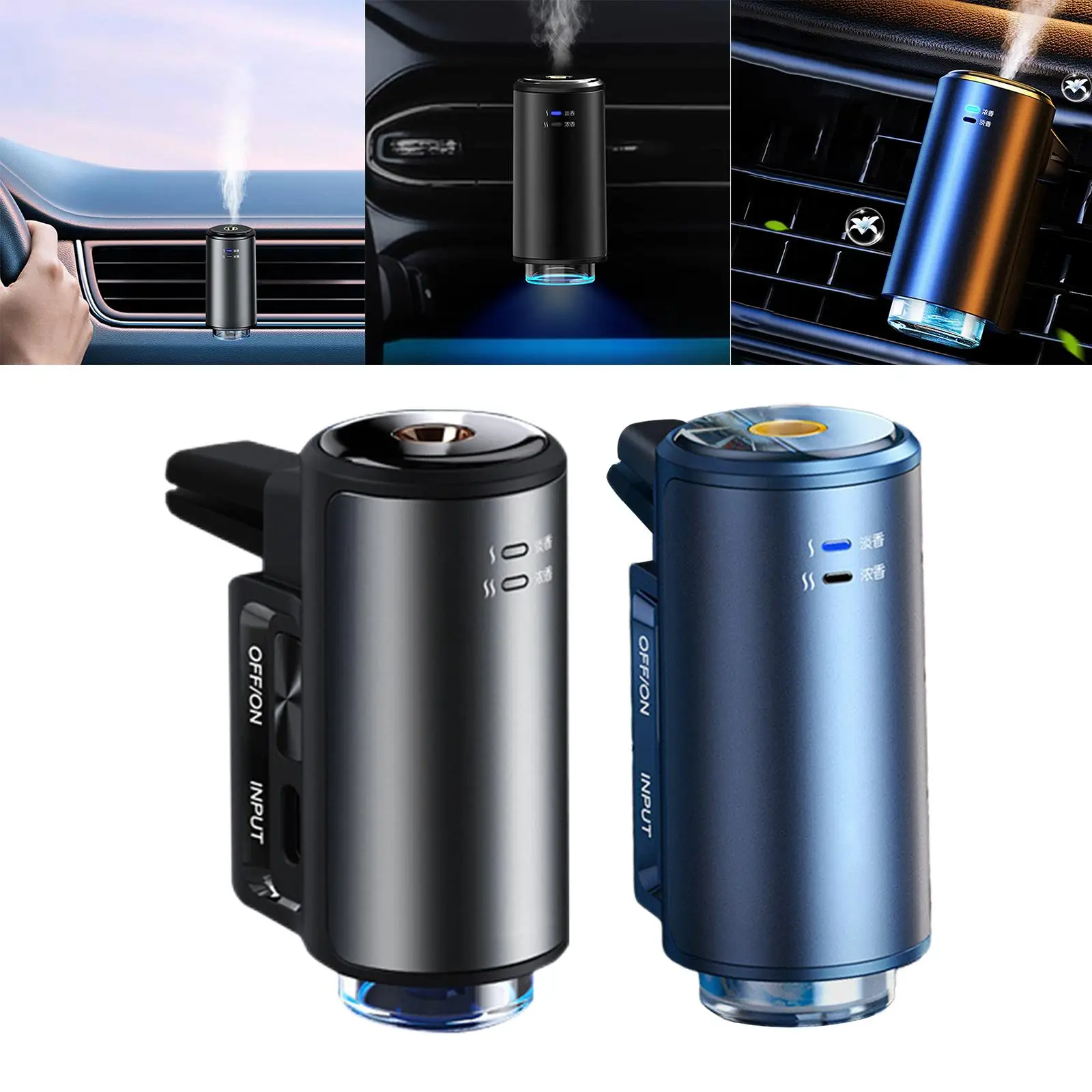Mini Car Essential Oil Diffuser Air Fragrance Aroma Air Purifier Perfume USB Car Air Vent Freshener for Family Vacation Vehicle