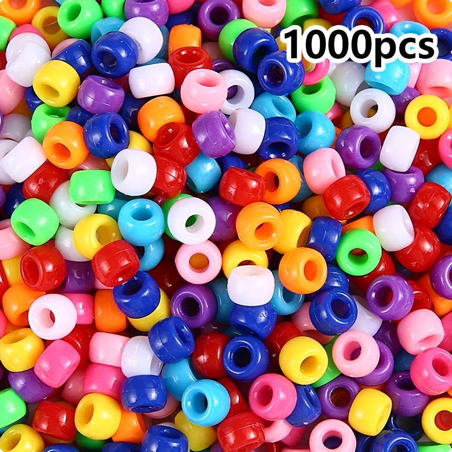 1000 Stück mehrfarbige Pony-Perlen mit großem Loch zum Basteln, Haarzöpfe und Armbänder, langlebige Kunststoffperlen für endlose Kreativität – Detail 2