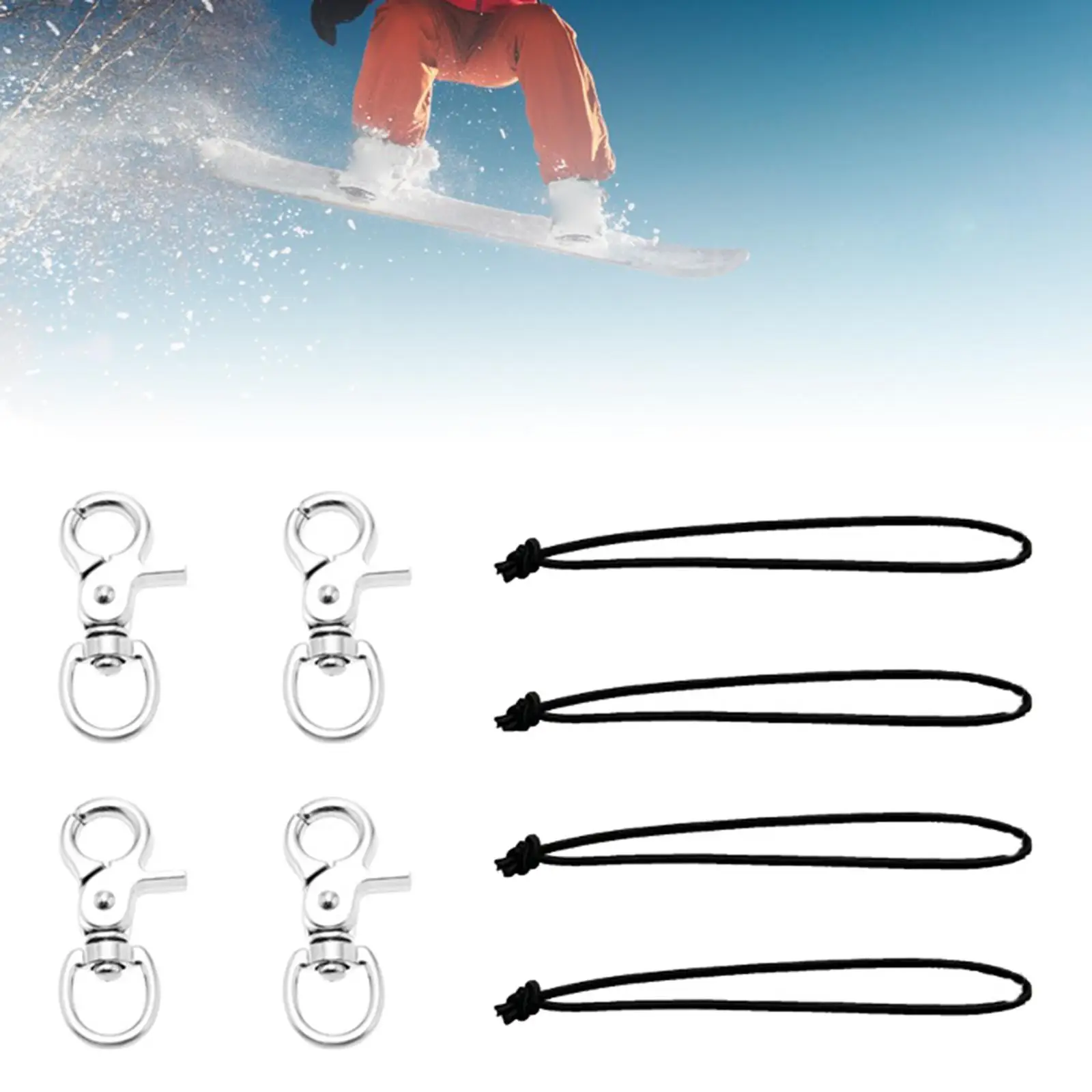 4x Practical Snowboard Leash Cord Snowboard Bindings Skiing Elastic Connecting