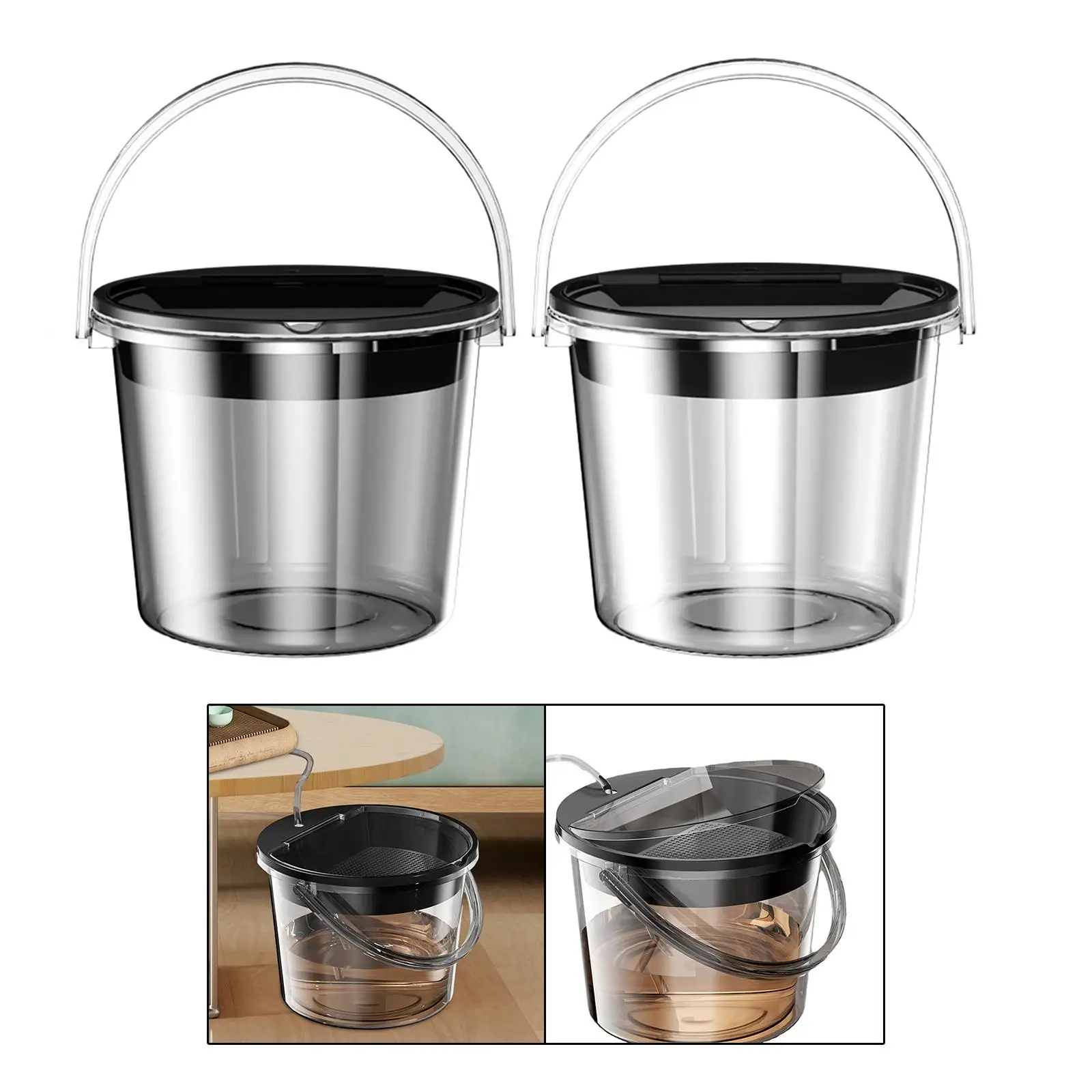 Rubbish Can Waste Basket Easy to Clean Chinese Kung Fu Tea Accessory Garbage Can Garbage Container for Home Bedroom