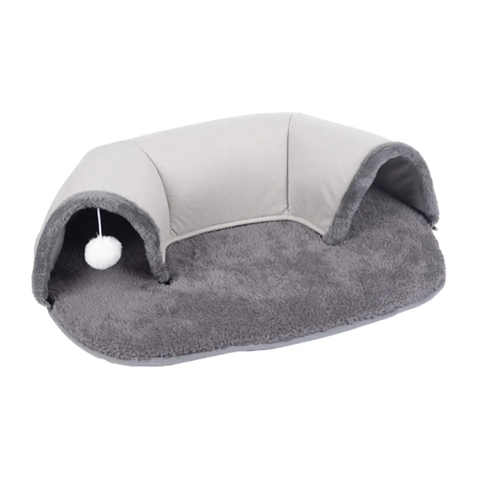 Cat Tunnel and Bed Toy with Toy Ball Soft Anti Slip Bottom Plush Mats Multifunctional Pets Nest Cat House Fun Playing Exercise