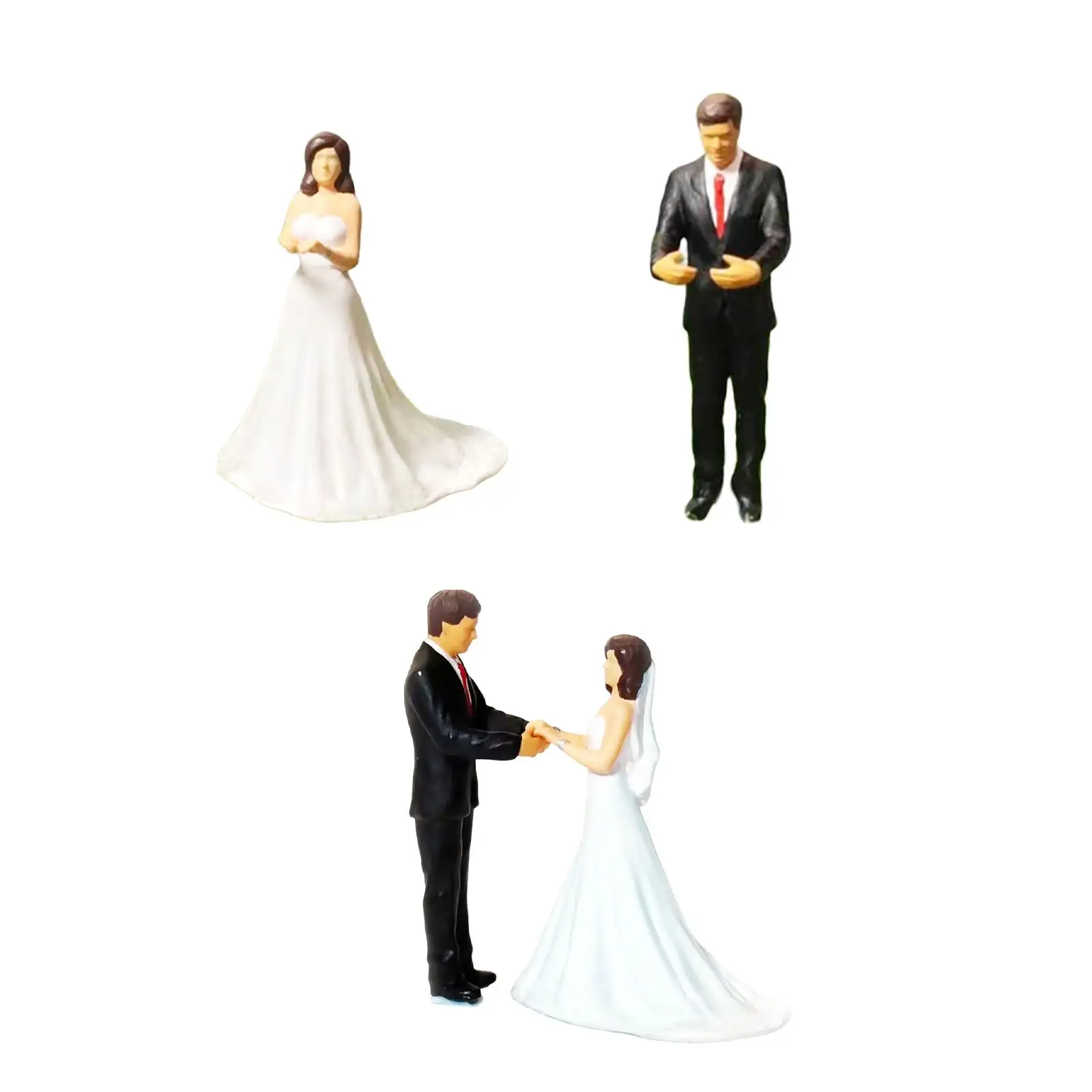 Hand Painted 1/64 Wedding Figures Desktop Ornament Miniature Scenes Dioramas S Scale Fairy Garden People Model Collections Decor