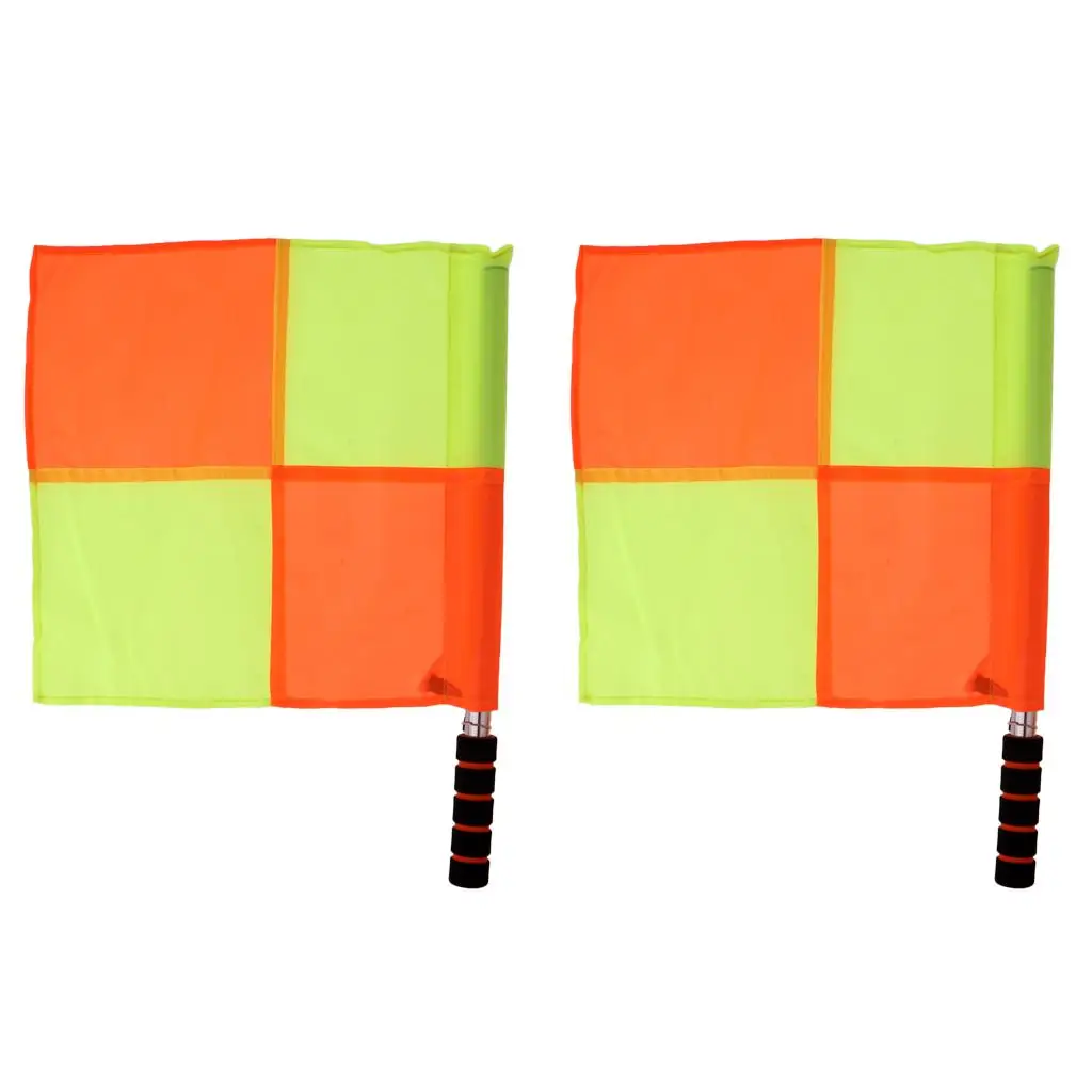 2pcs sports for soccer Football Rugby Hockey Training Linesman Checkered Flag with Stainless Steel Pole  Handle