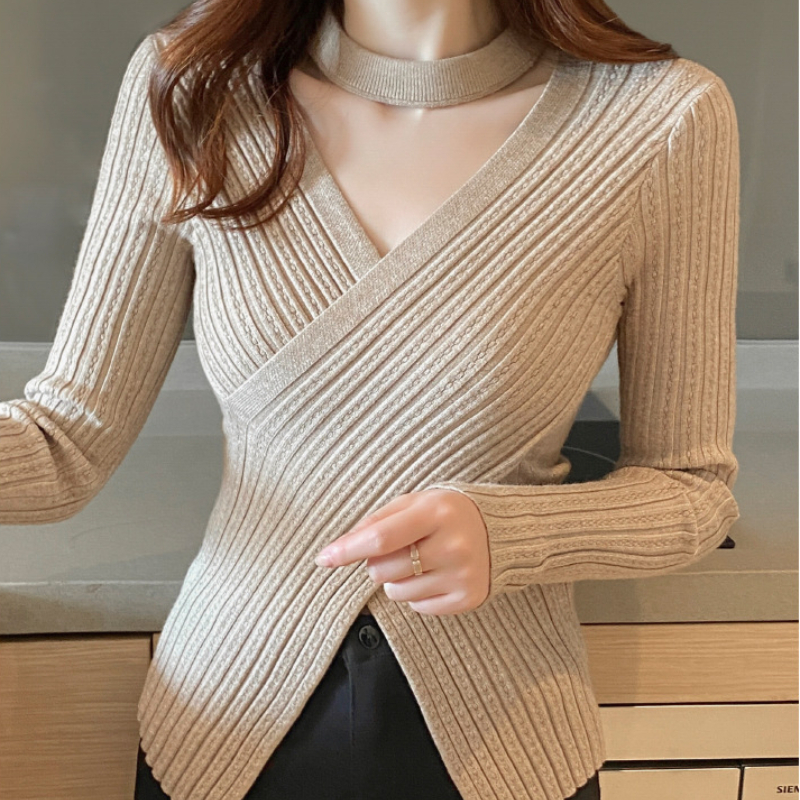 em v design knited camisa feminina coreano