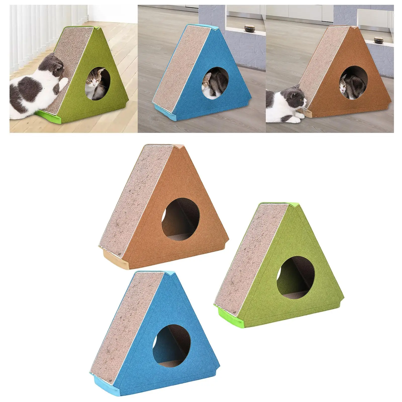 Triangle Cat Scratch Pad Lounge Bed Durable Grind Claws Thicken Corrugated Paper Kitten Scratcher Cardboard