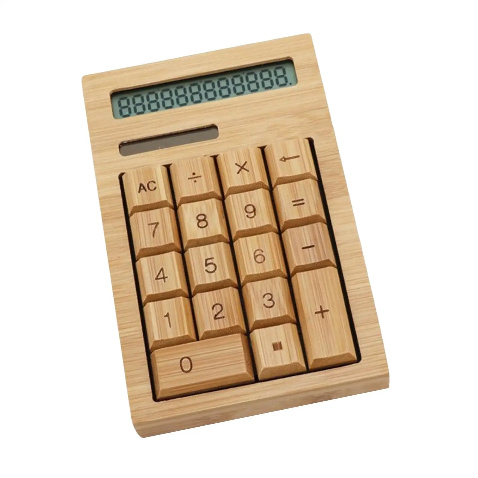 Bamboo Calculator Solar Power Waterproof Anti Static Functional Portable for Home