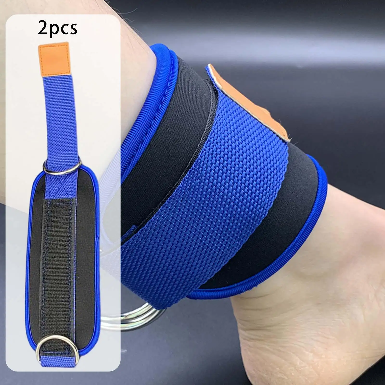 2Pcs Ankle Straps Ankle Cuffs with D Rings Adjustable PU Support Cable Machine Attachments for Glute Workouts Kickbacks Curls 