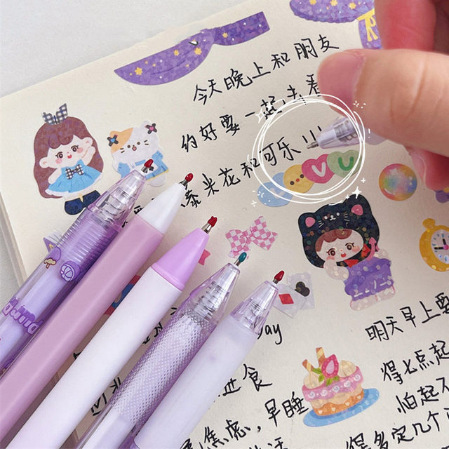 6pcs/set Solid Color Series Gel Pen Korean Fashion Stationery Gel Pen 0.5mm  Black Scrapbook Gel Pen Cute Cheap Stationery Stuff - AliExpress