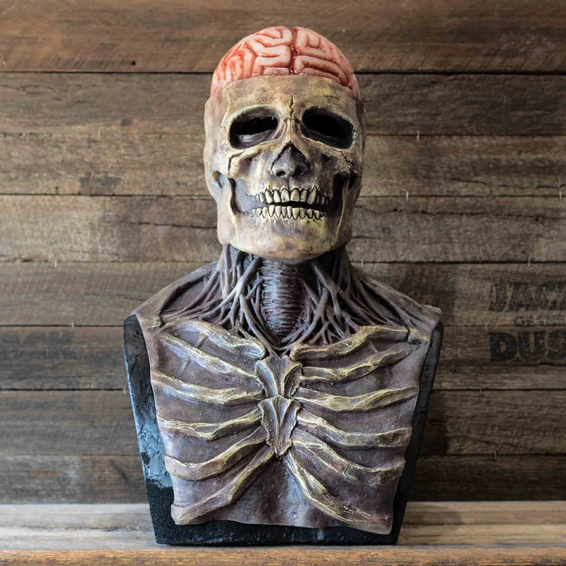 Máscara de terror para Halloween, máscara de calavera de cabeza completa 3D, casco de mandíbula móvil, esqueleto de látex, máscara de miedo, utilería para mascarada de Halloween, nueva