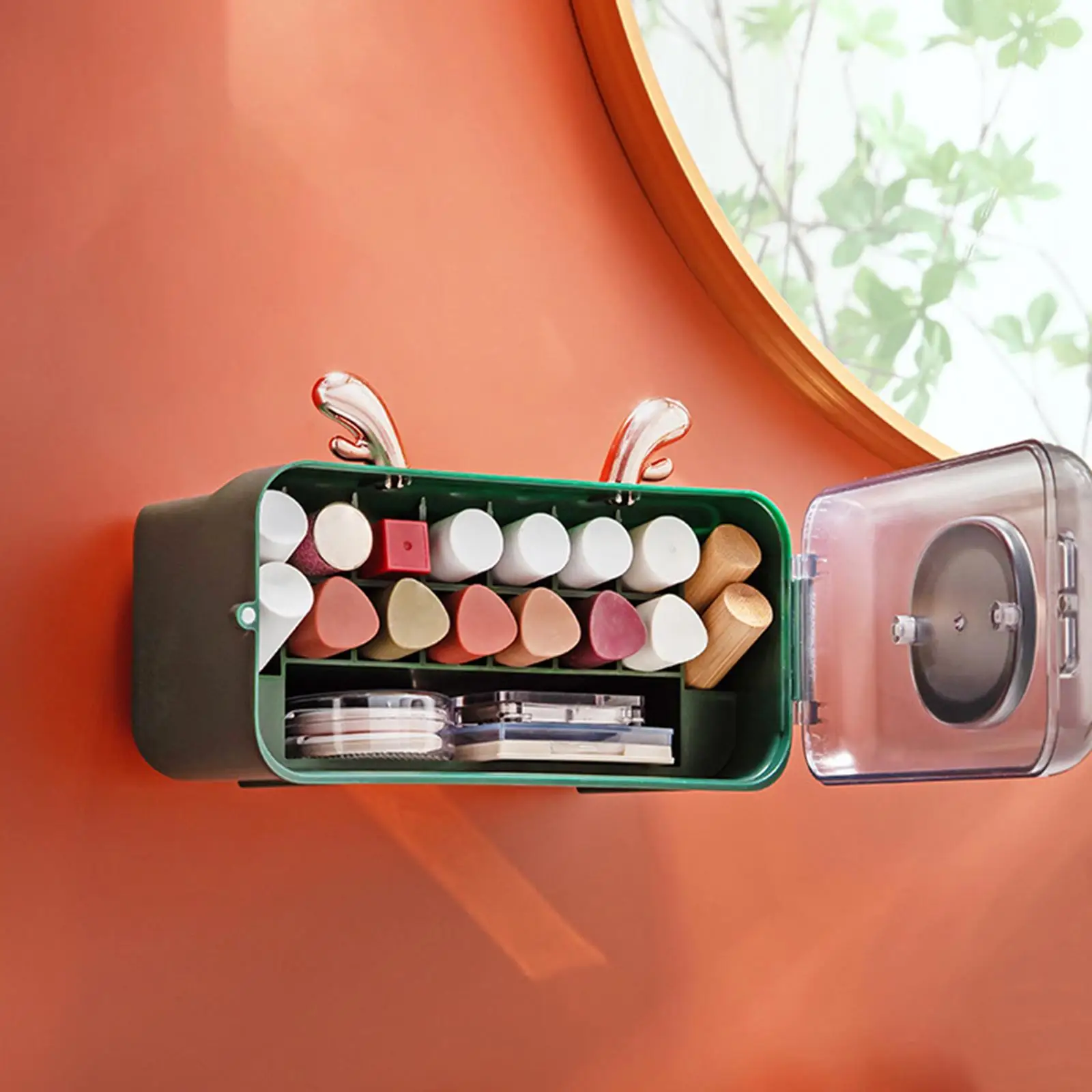 Multi Purpose Wall Mounted Lipstick Holder Organizer Cosmetic Display Case Lip Gloss Storage Tower for Bathroom Vanity Bedroom
