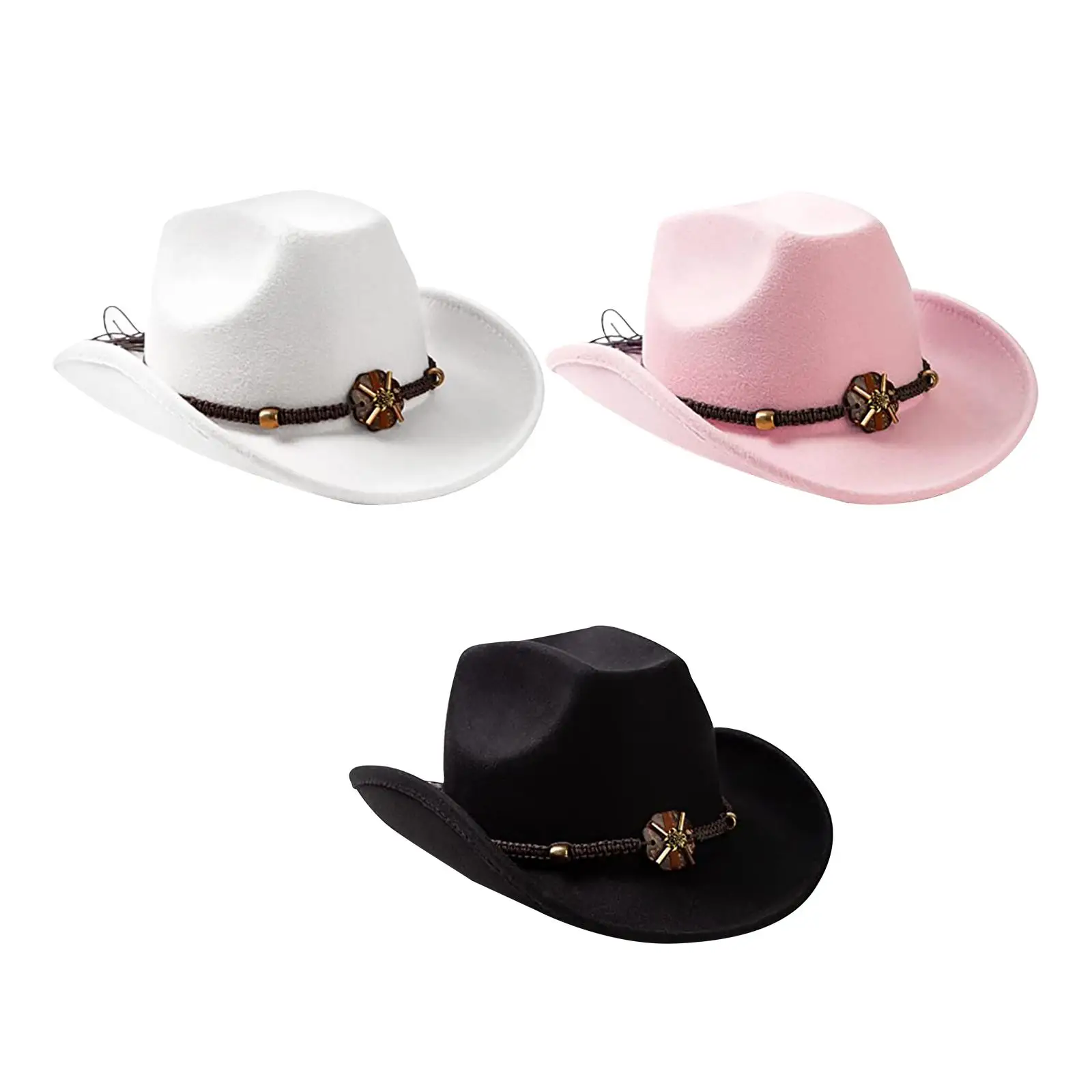Casual Cowboy Hat Photo Props Sunshade Wide Brim for Women Men Beach Hiking Outdoor