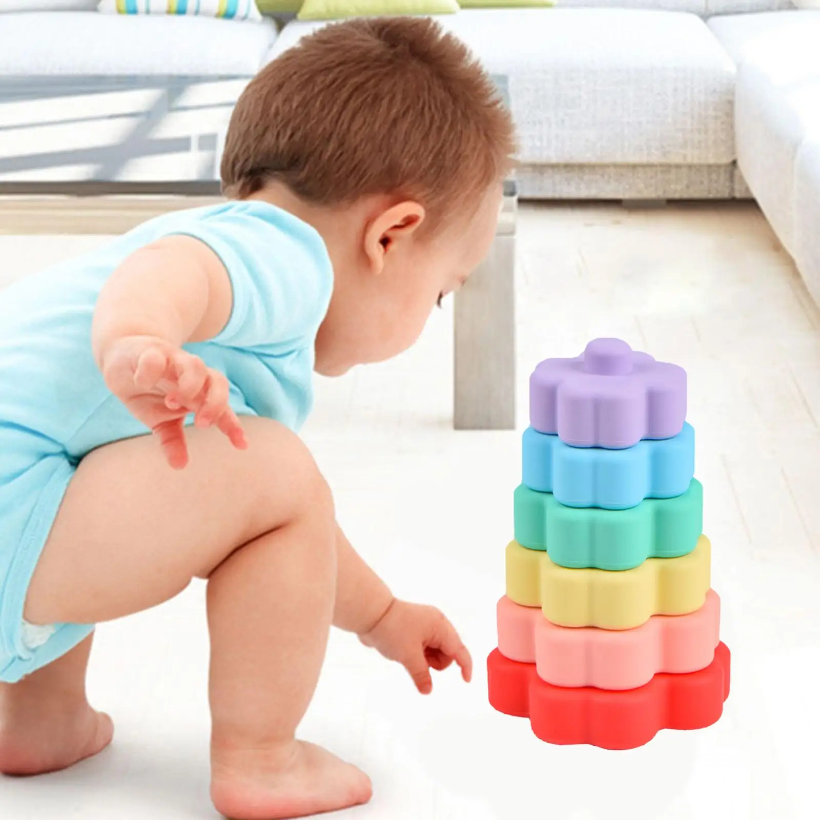 Baby Stacking Toy  Rainbow Stacker Fine  Stacking Rings