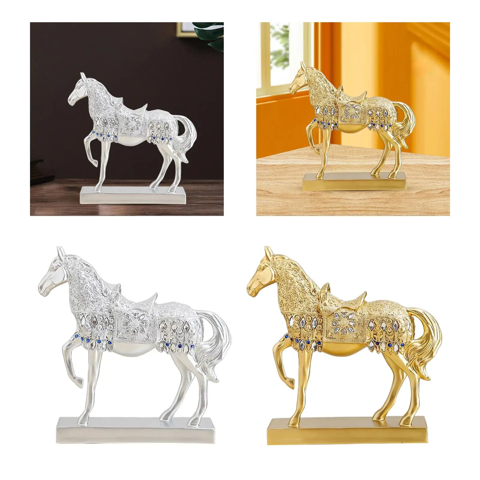 Horse Statue Figurine Animal Sculpture Decorative for Bookshelf Home Desk