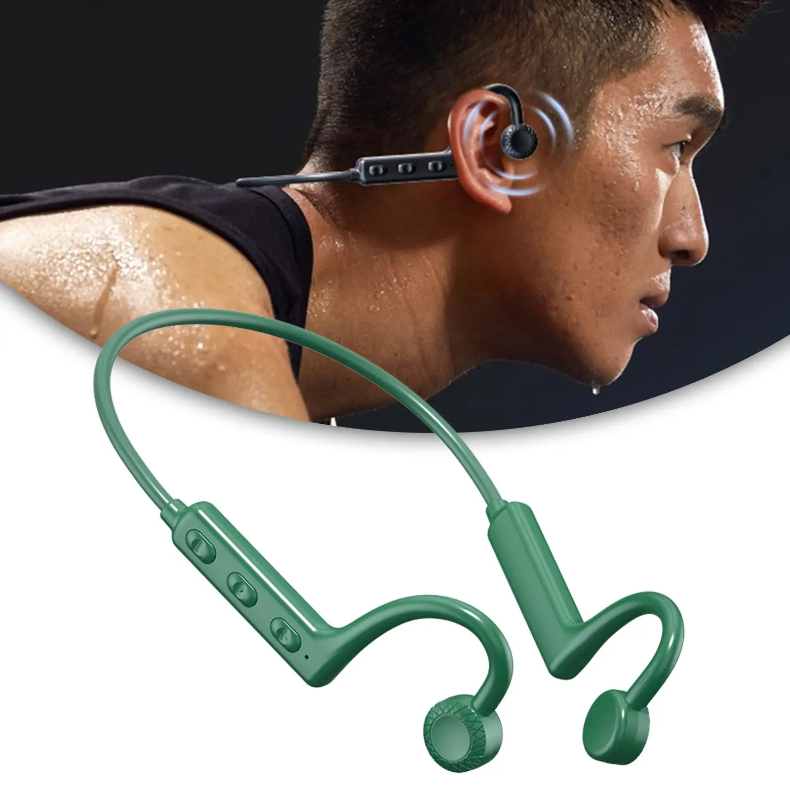 Bone Conduction Headphones Sweat Resistant Open Ear Headset for Running Workout Sports