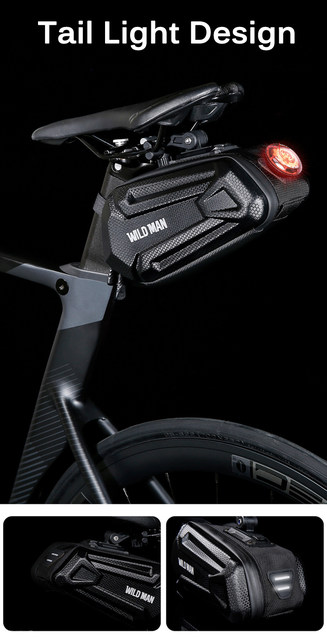 Sacoche De Selle Vélo étanche WILD MAN - Avec Support Feu Arrière - Pour VTT Ou Route