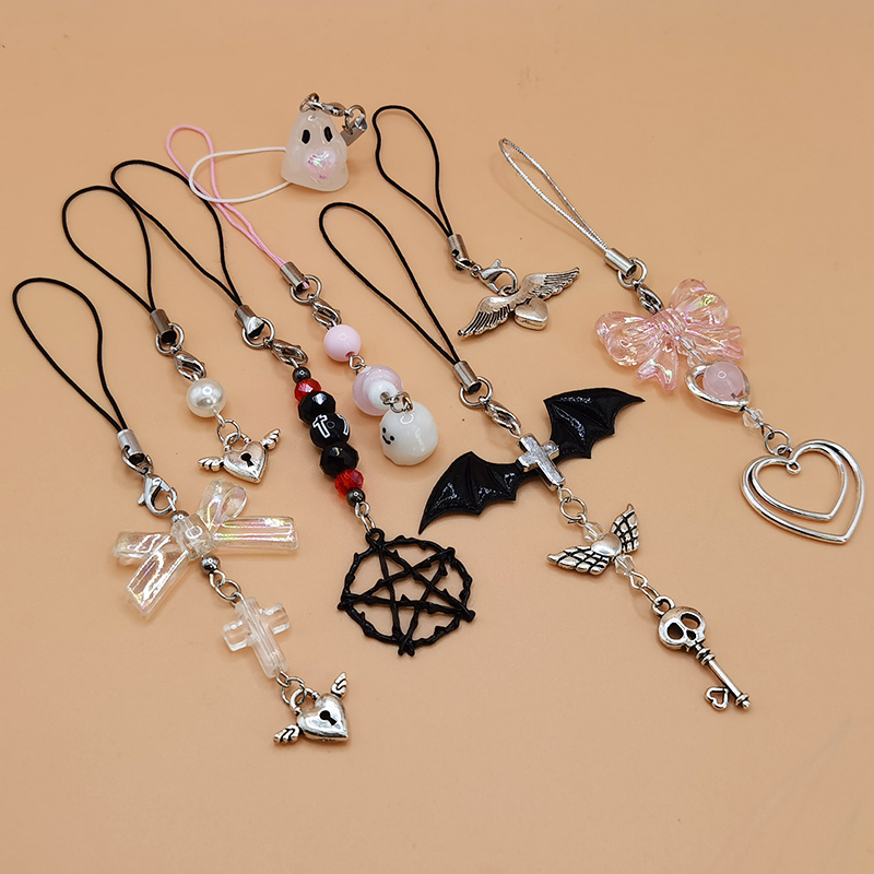 Funky Y2K Hand Perlen Handy Schlüsselanhänger Charm Strap Kawaii süße Kette Lanyard Anhänger Mädchen Geschenk für IPhone/Samsung/HUAWEI – Detail 1