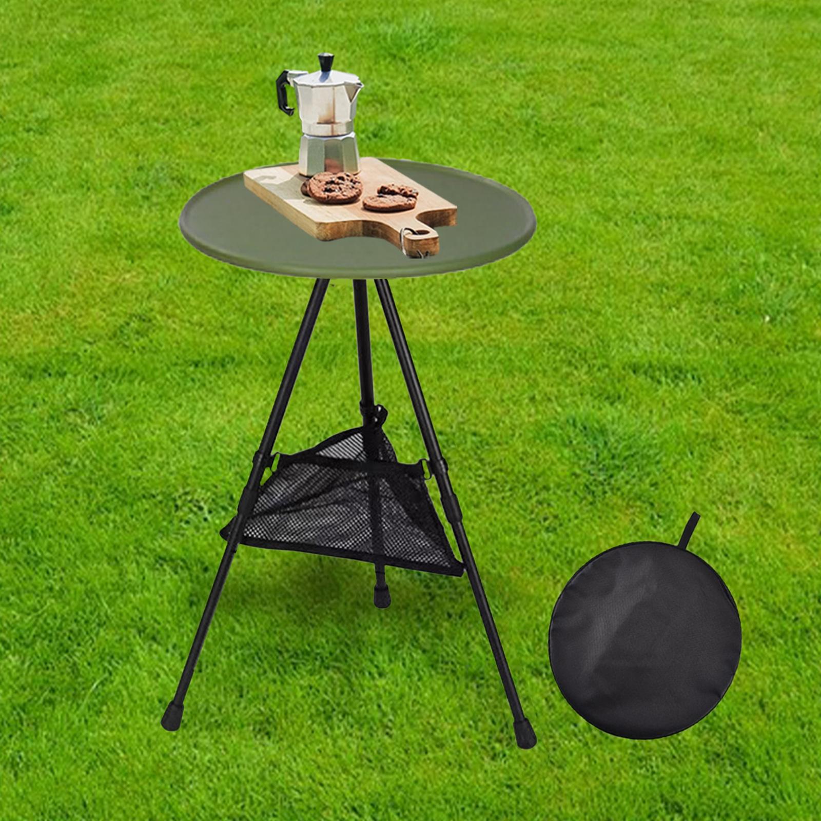 Foldable Picnic Table Portable Tea Coffee Table Folding Camping Table with Tripod Outdoor Round Table for Garden Hiking BBQ