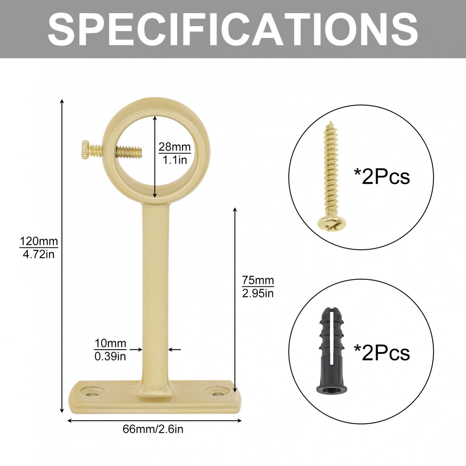 Description Picture 4 of item1 Piece Aluminum Alloy Single Hole Curtain Rod Bracket Socket Pole End Supports for Bedroom / Living Room with Adjustable Screw