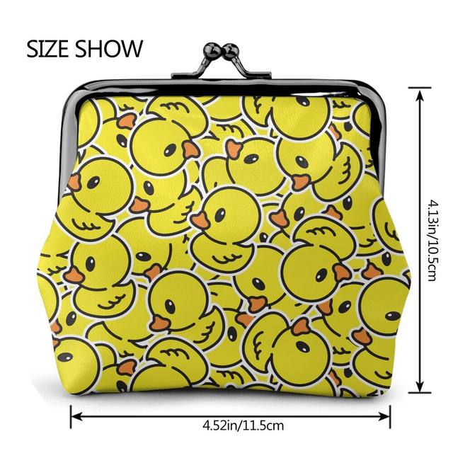 Yellow Rubber Ducks Leather Coin Purse, Kiss Lock Mini Clutch