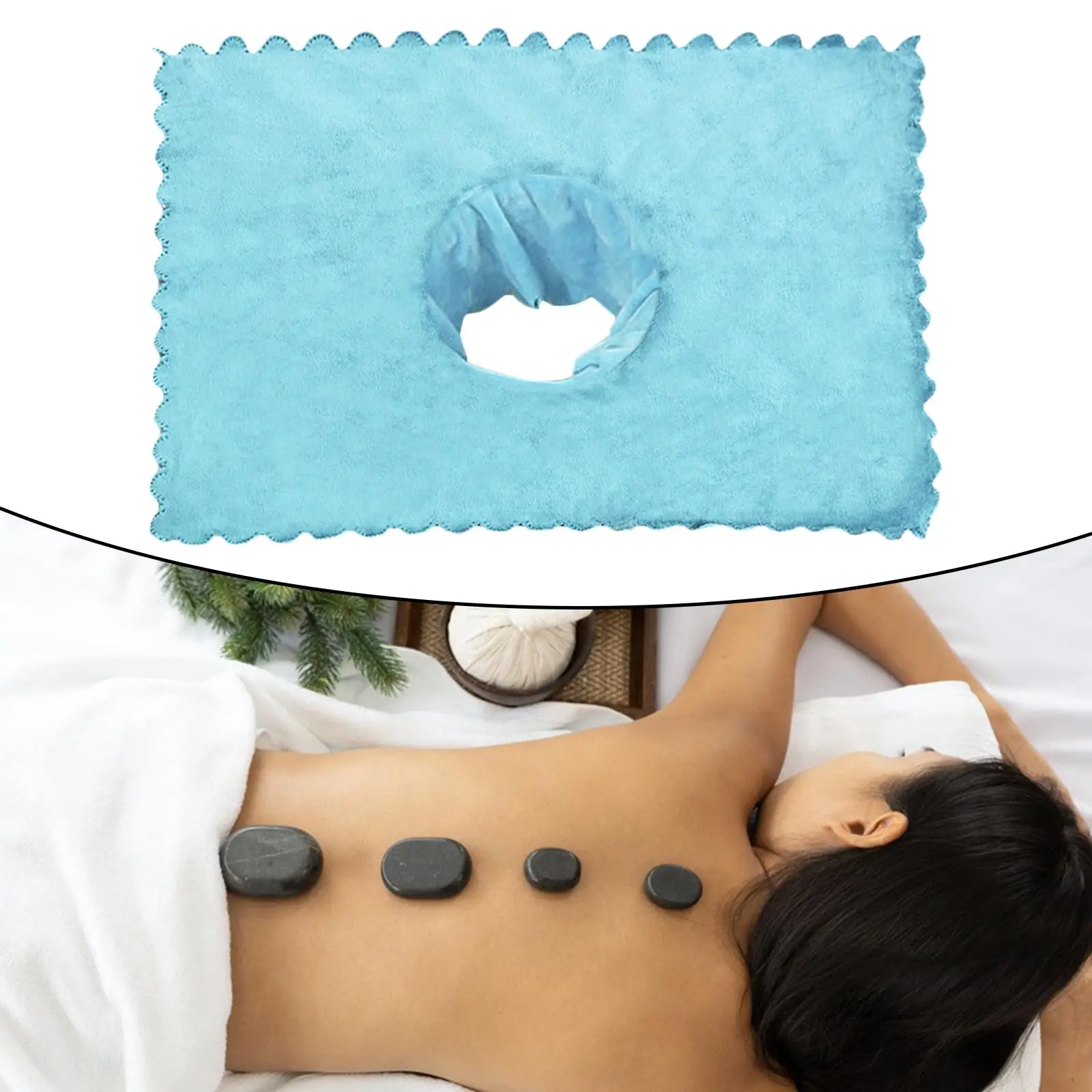 Massage Table Sheet Covers with Face Breath Hole Satin Strip Protector for Massage Bed