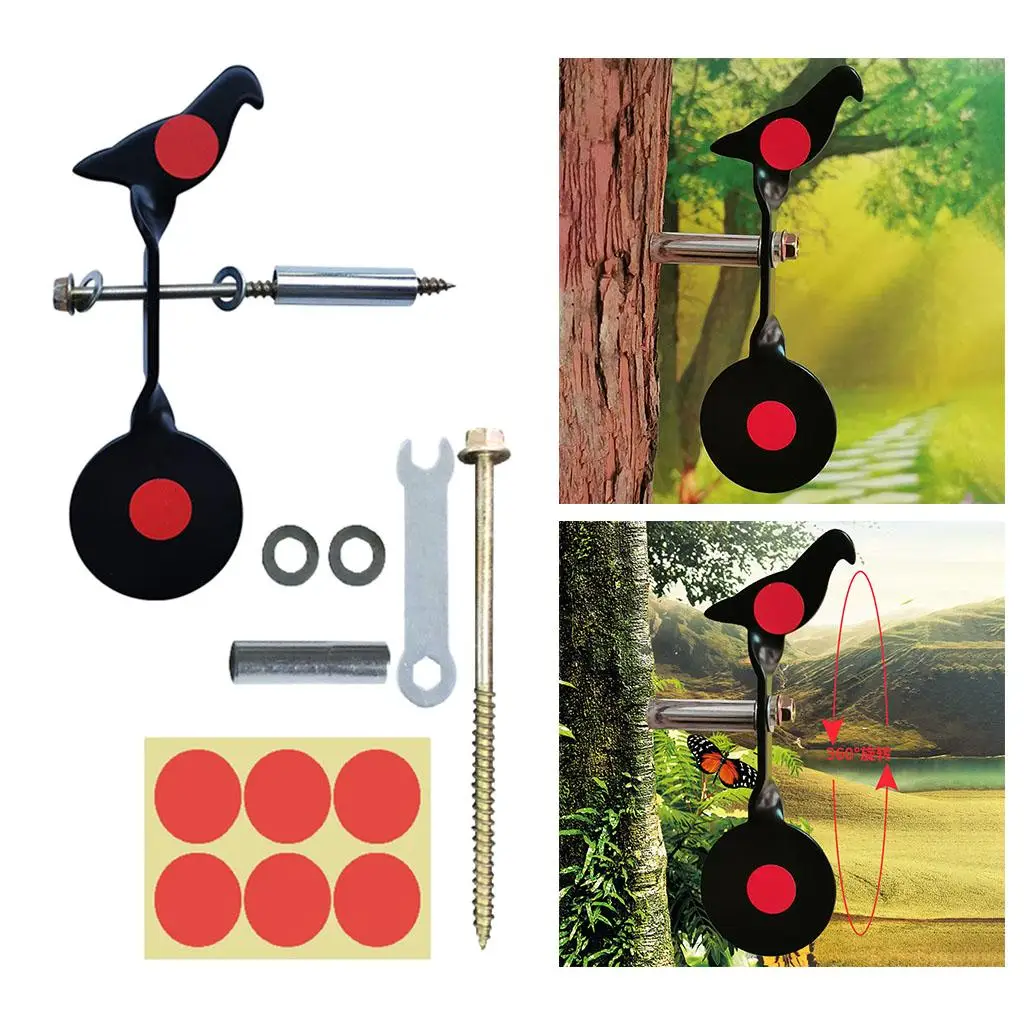 Solid Resetting Target Stainless Steel 360 Degree Rotation Shooting Target Spinner Fixed Mount for Hunting Training Activities