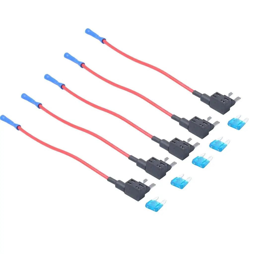 5 Pieces Low Profile Small Blade Fuse Holder with 15A Fuses